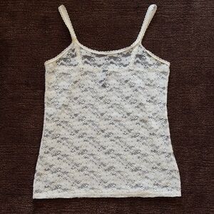 White Lace Semi-Sheer Cami Tank Top